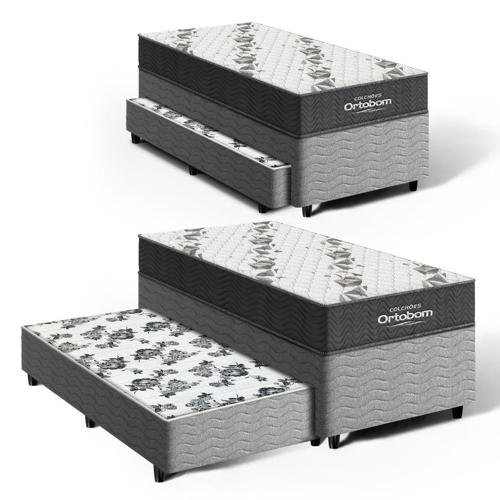Cama Box com Colchão de Espuma D33  Ortobom Airtech 100 + Auxiliar de Espuma Unique Solteiro 88cm em Oferta na Shopee