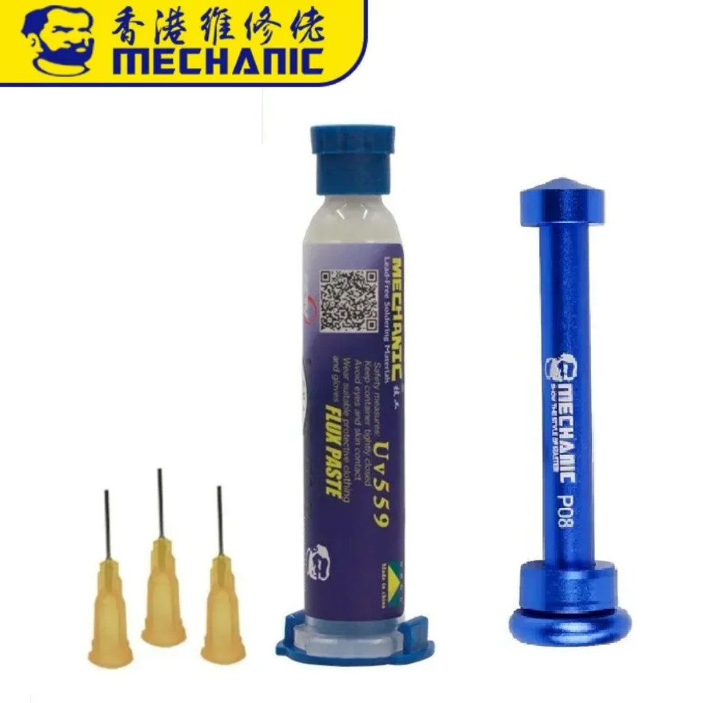 Fluxo de Solda Pasta Pastoso Reballing Bga Seringa Embolo Metal 3 Pontas Uv 559 10cc Mechanic em Oferta na Shopee