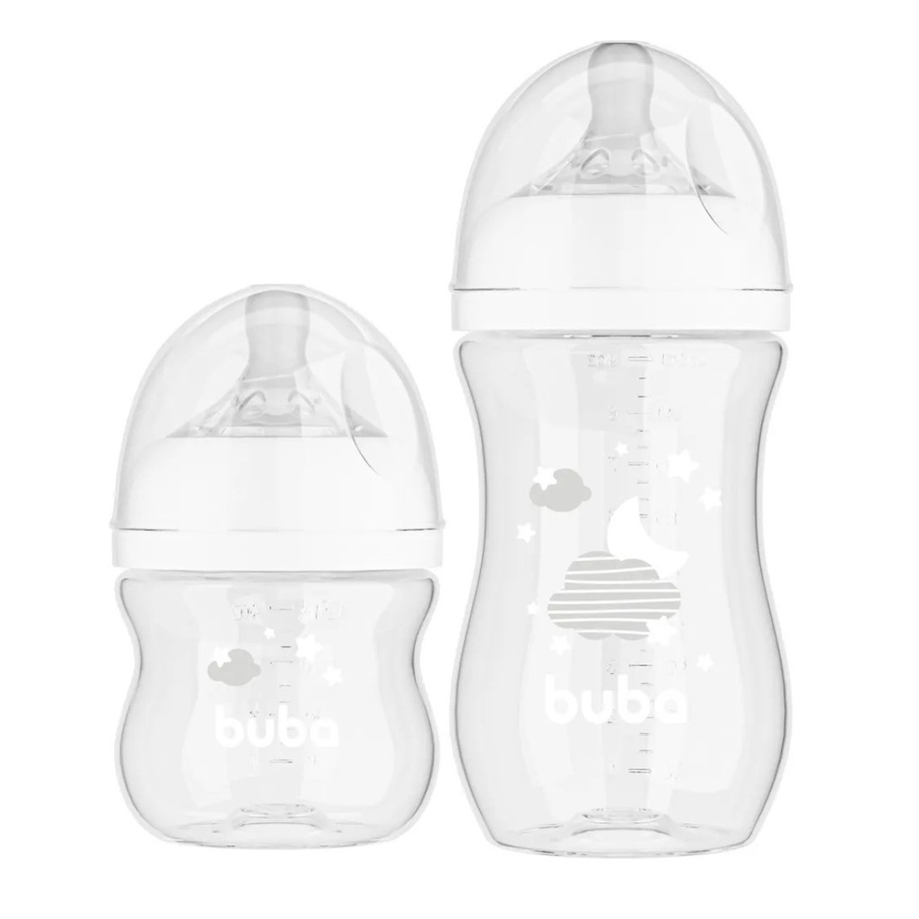 Kit 2 Mamadeiras Buba Easy Flow Branco 270 E 120 Ml
