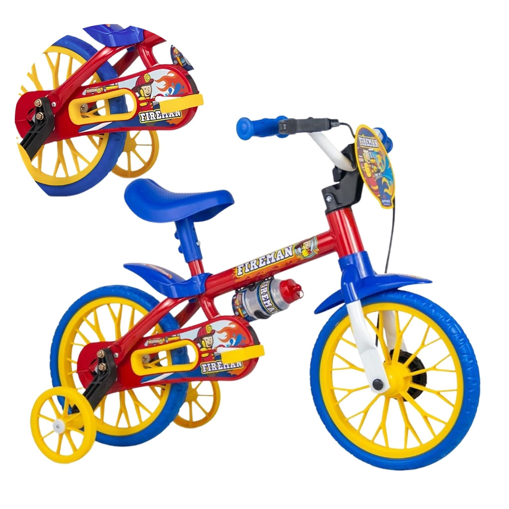 Bicicleta Infantil Aro 12 Nathor Fireman Bombeiro Vermelho Menino 2-5 Anos em Oferta na Shopee