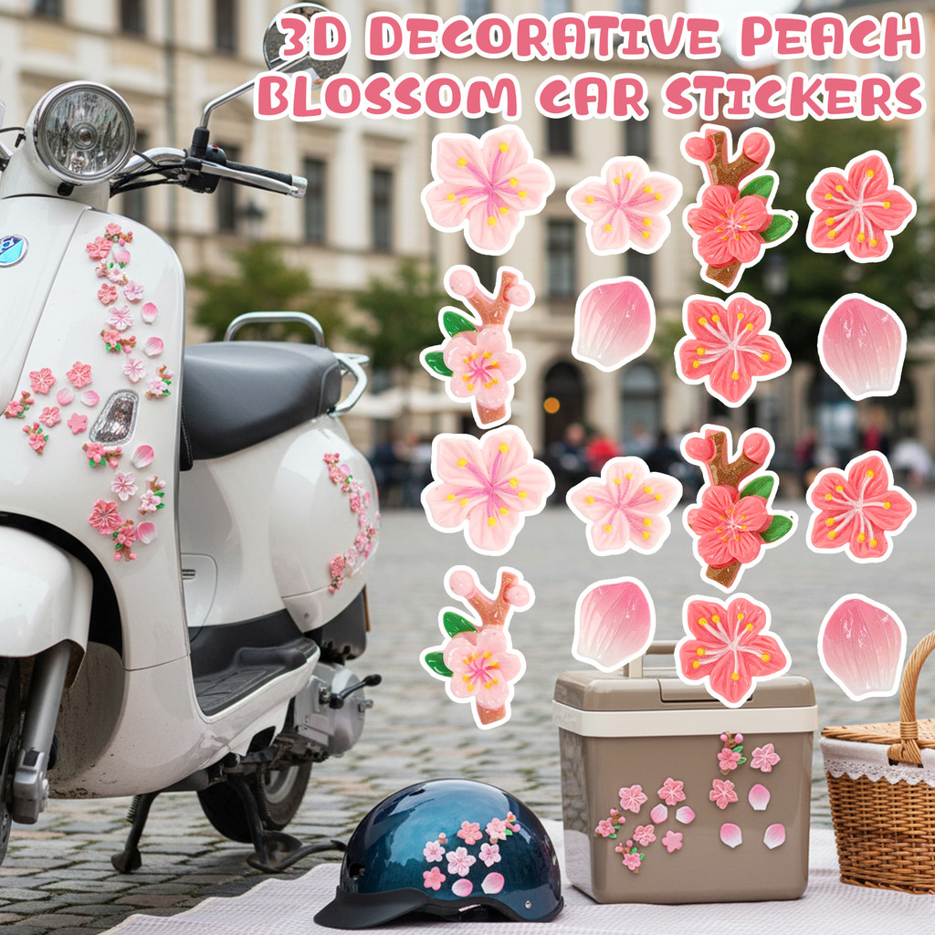 Adesivos De Carro Em Flor De Pêssego De Resina , Decorações De Efeito 3D , Design De Sakura Para Veículos Elétricos E Ca