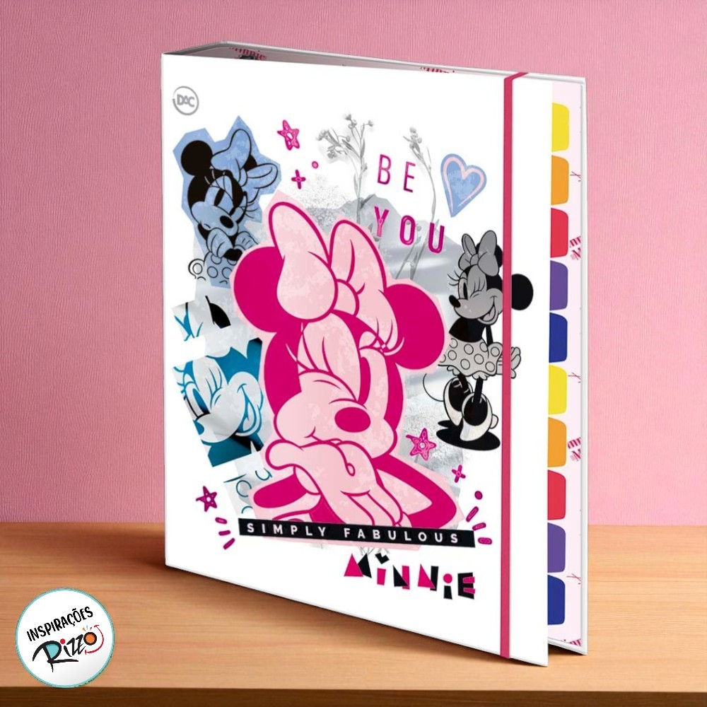 Fichário Universitário - Minnie Mouse Rosa - 245x300mm - 1 unidade - Disney Original - Rizzo