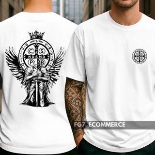 Camiseta Unissex Catolica Medalha São Bento Fé Cavaleiro Cristã Cruz Sagrada Religiosa em Oferta na Shopee