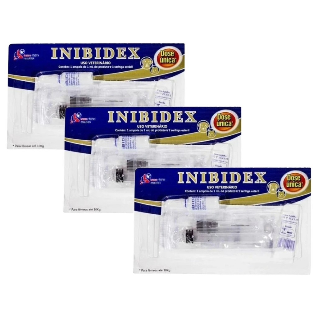 KIT Inibidex Inibidor De Cio Cadelas E Gatas 3 UN DOSE UNICA