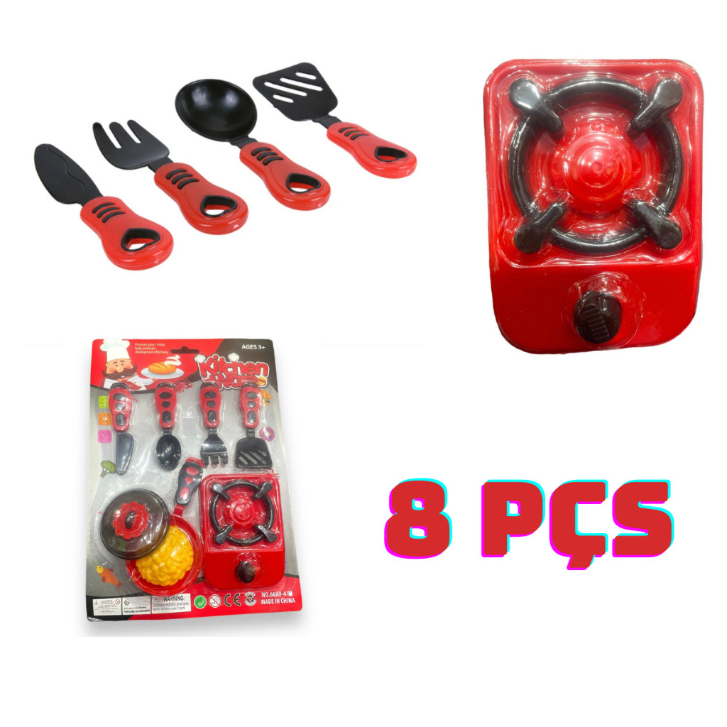Kit Cozinha Infantil com Acessórios Panelinha, Utensílios e Fogão Brinquedo  Mini Chef  Educativo e Divertido