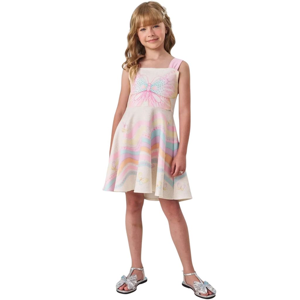 Vestido em Fly Tech Borboleta - Infanti