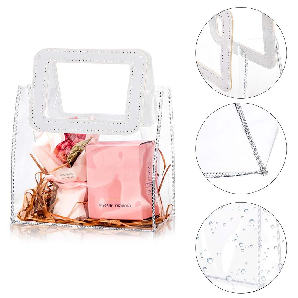 15/30 peças de sacolas de presente de PVC transparente com alças, para presente, para presente de biscoito, 17x17x8.5cm