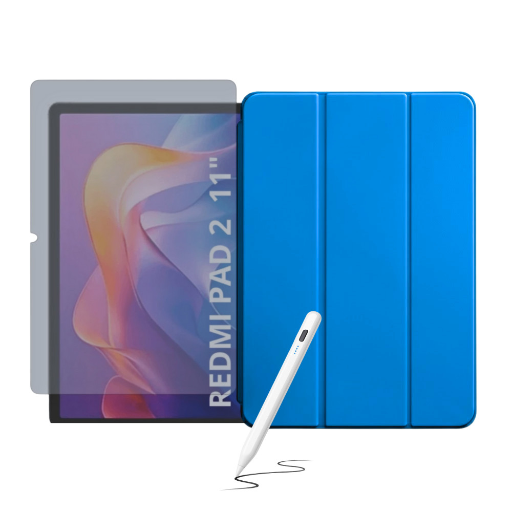 Capa Smart Para Xiaomi Redmi Pad 2 + Caneta Sty + Película capa diversas cores sortidos pad 2 2025 kit completo