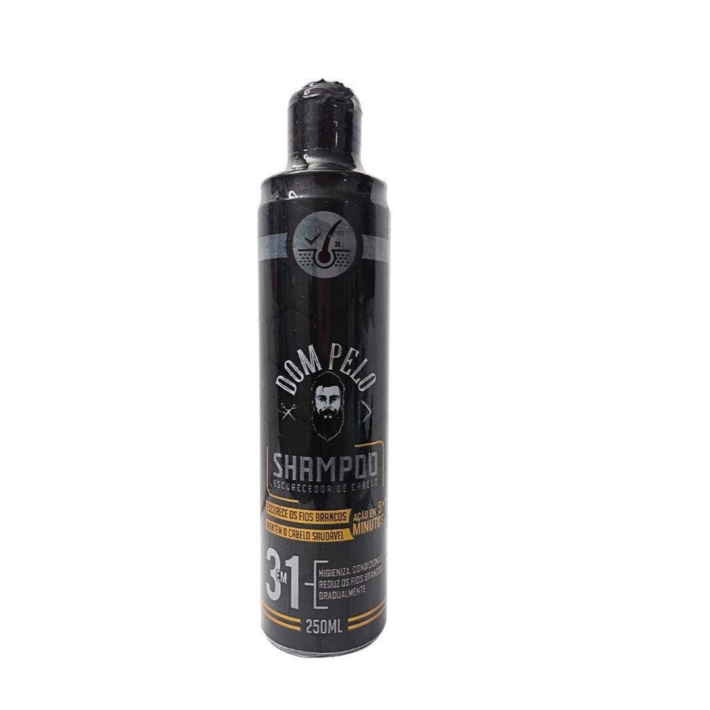 Shampoo Escurecedor Gradual DOM PELO 250ml | Cabelo e Barba Sem Fios Brancos | Produto Original