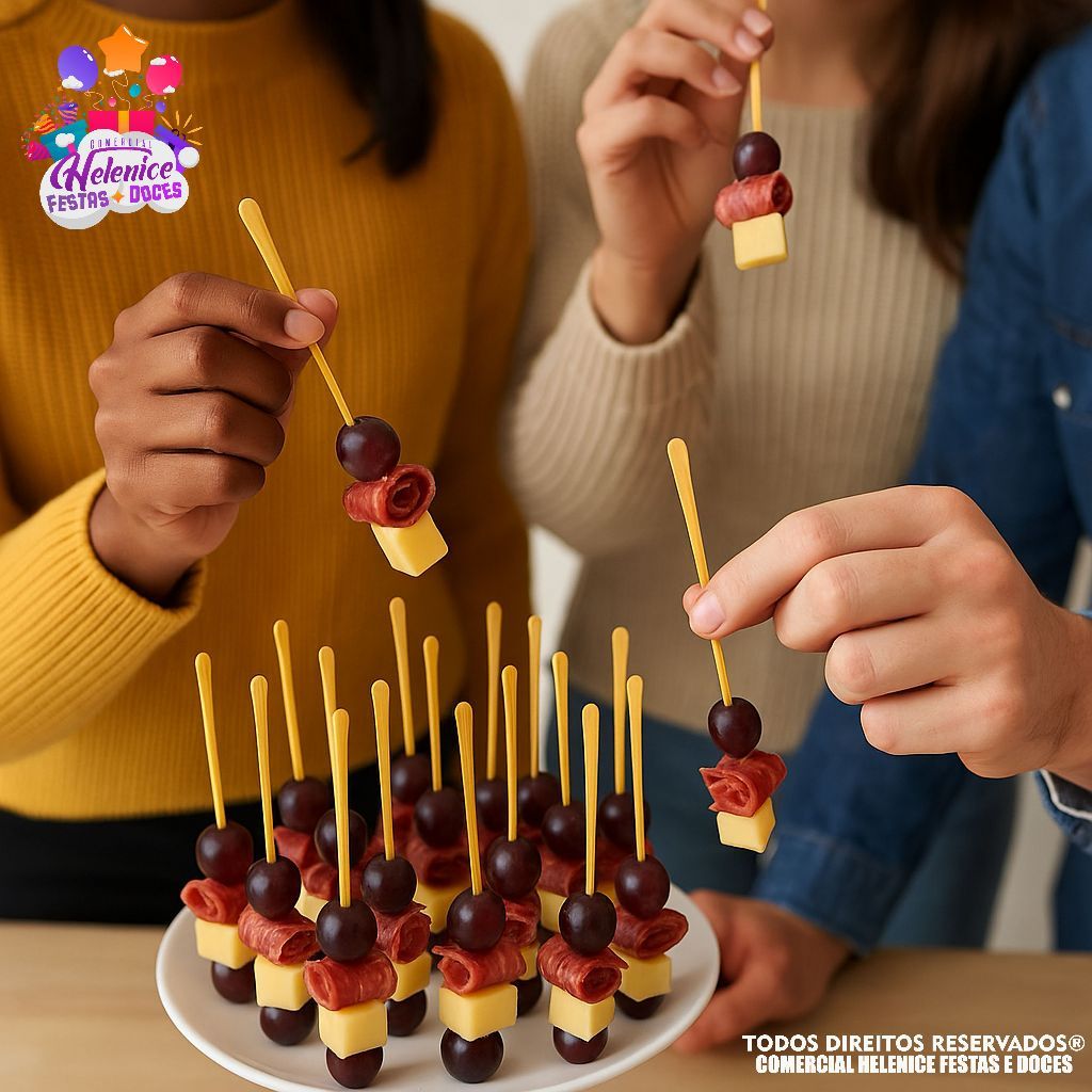 Palito Para Sanduiche de Madeira Espeto 9cm Para Petisco 1000 Unidades Para Lanches e Petiscos — imagem 2 de 2