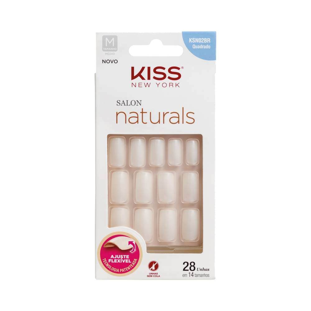 Unhas Postiças Kiss New York Salon Natural Média em Oferta na Shopee