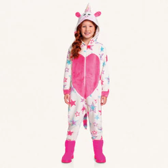 Kigurumi infantil unicórnio em fleece Fakini