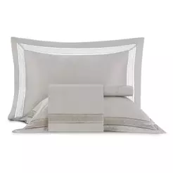 Jogo de Cama Queen Altenburg Cetim Bambu 300 Fios Unitá Cinza