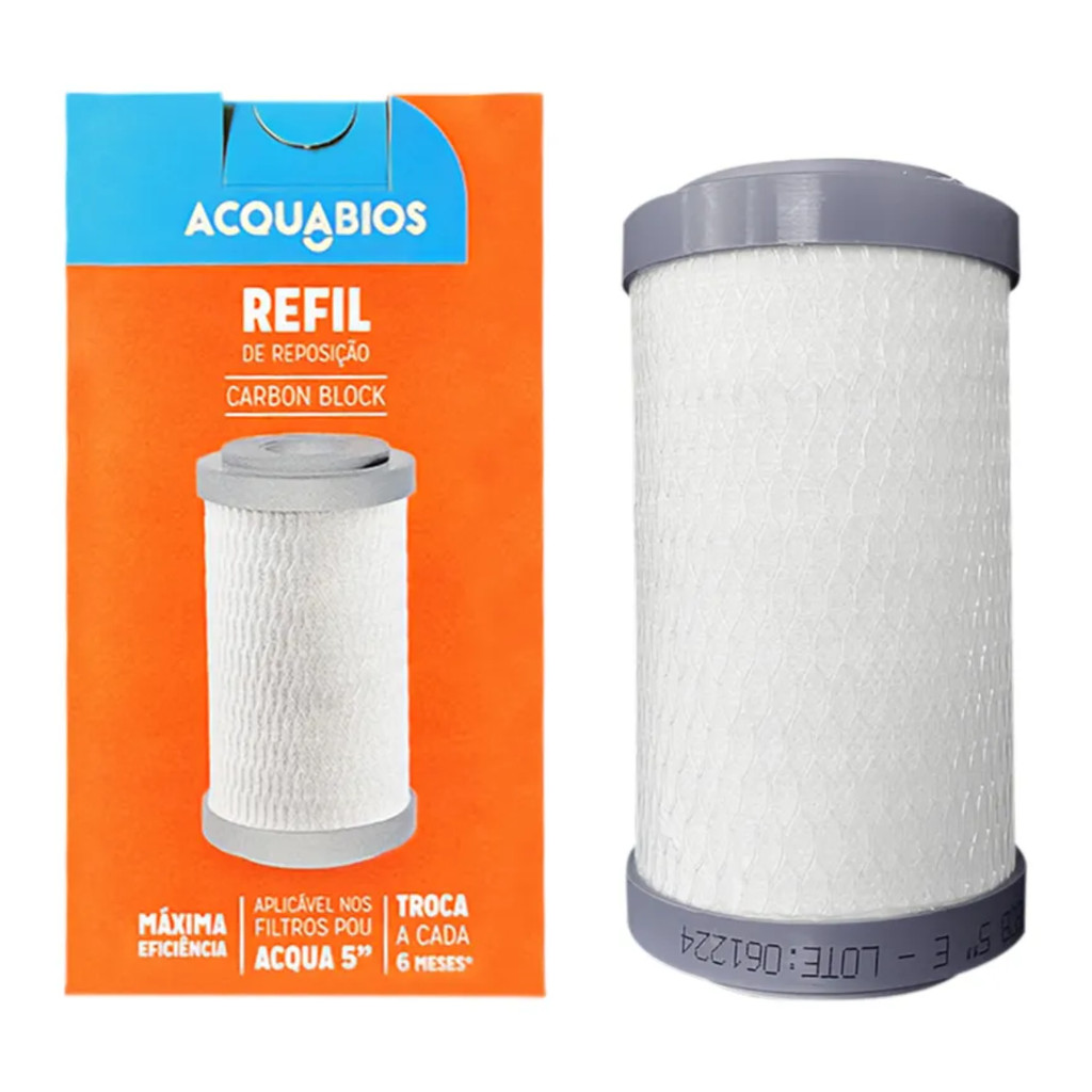 REFIL PARA FILTROS E PUARIFICADORES CARBON BLOCK 5 ACQUABIOS