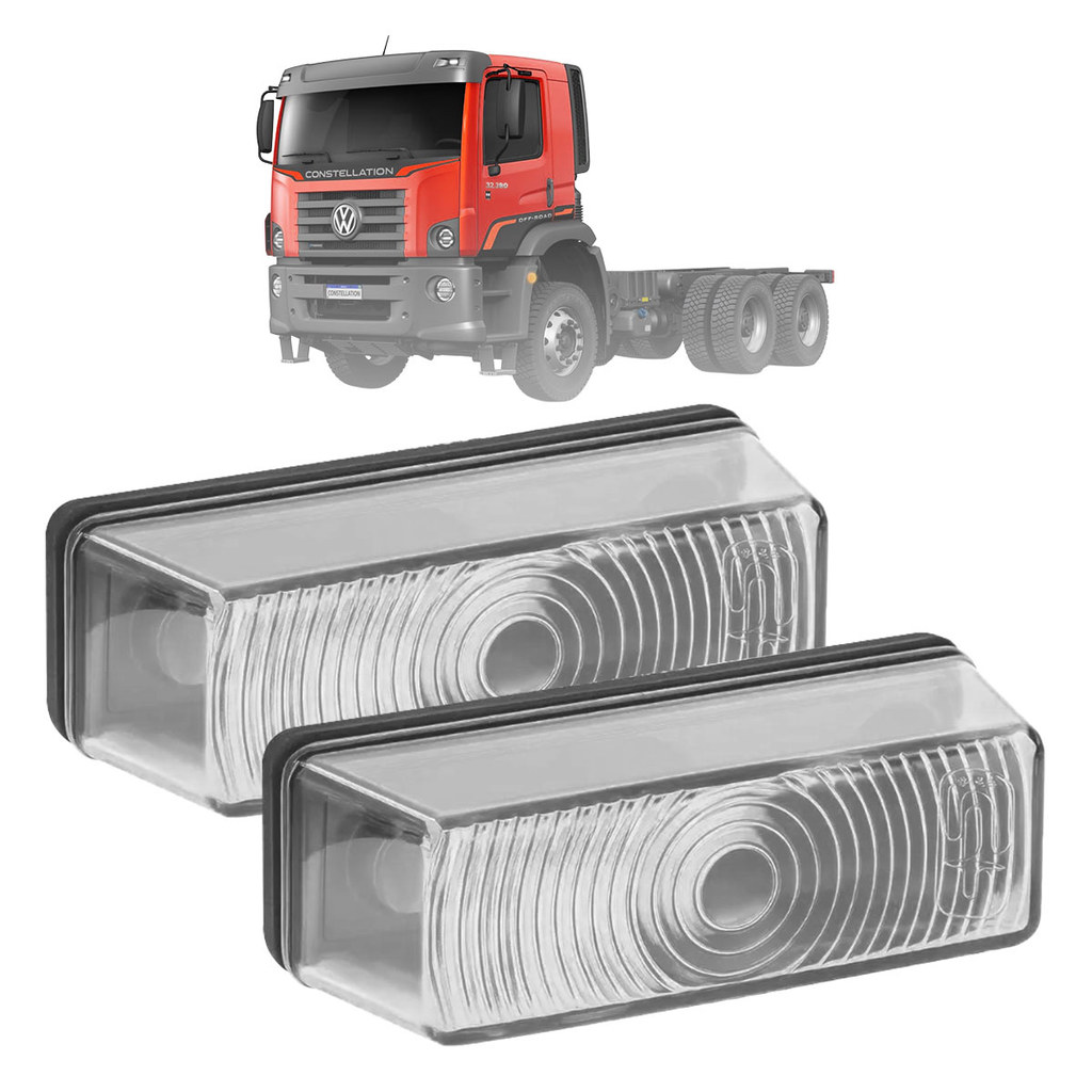 Par De Lanterna Tapa Sol Teto Para Caminhão Volkswagen Constellation Luz Delimitadora Cabine Cristal