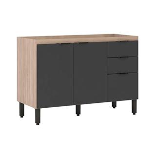 Gabinete de Cozinha Modulado Balcão Firenze 3 Portas e 2 Gaveta s/ Tampo p/Pia 120cm Avena/Grafito - Demóbile em Oferta na Shopee