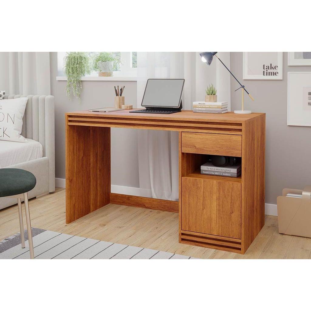Escrivaninha p/ Escritório Mila c/ 1 Porta e 1 Gaveta Cinamomo - Permóbili em Oferta na Shopee