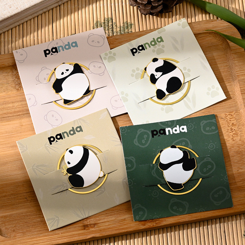 Bonito Dos Desenhos Animados Panda Metal Marcador Estudante Mini Livro Página Titular