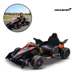 Mini Kart Elétrico Infantil 12V Formula-E Maclaren Preto Com Controle Remoto Luz Som USB e 2 Velocidades Bivolt