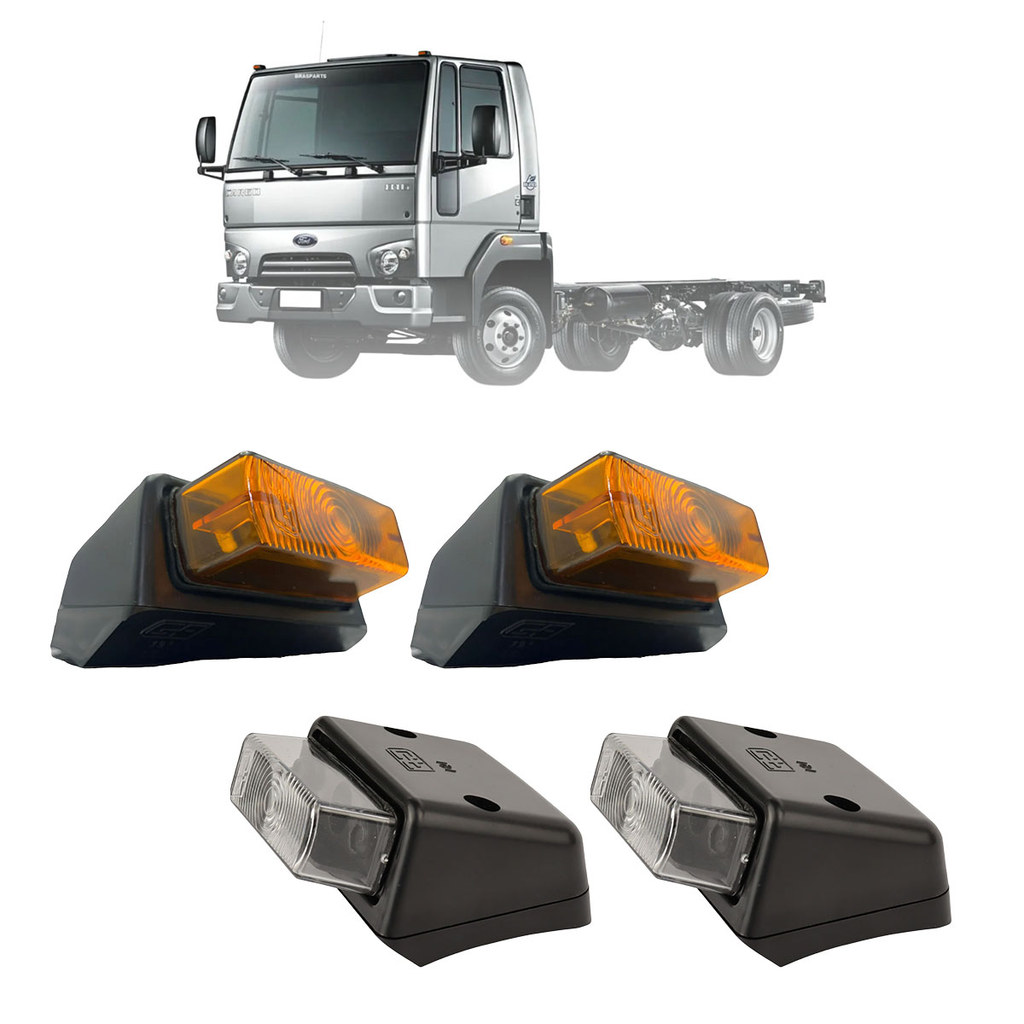 Par De Lanterna Tapa Sol Do Ford Cargo Delimitadora Teto Caminhão Led Ambar ou Cristal