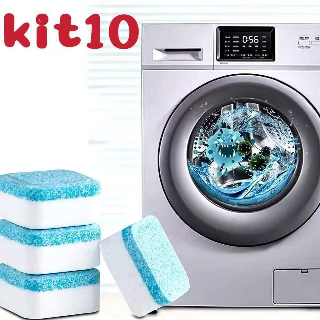 Kit 10 Limpador de máquina de lavar, comprimido efervescente sólido para remover manchas MARISA