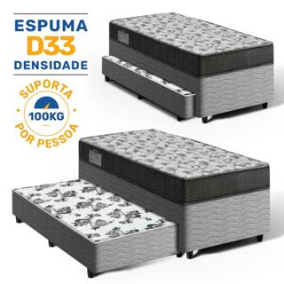 Cama Box Bicama com Colchão de Espuma D33 Ortobom ISO 100 + Auxiliar de Espuma Unique Solteiro 88cm em Oferta na Shopee