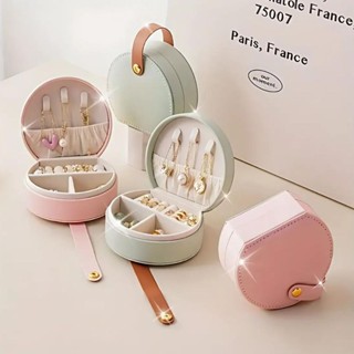 Mini Porta Joia Portátil Compacto Redondo Pequeno com Alça em Oferta na Shopee