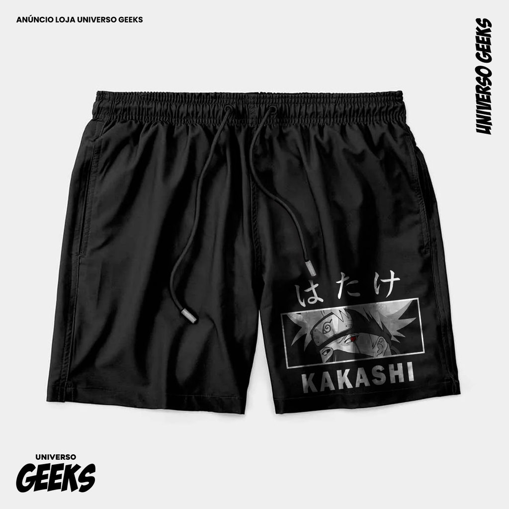 Bermuda Tactel Kakashi Hatake Naruto Sharingan Short Confortável Com Elastano Ideal Lazer Treino Esportes Praia