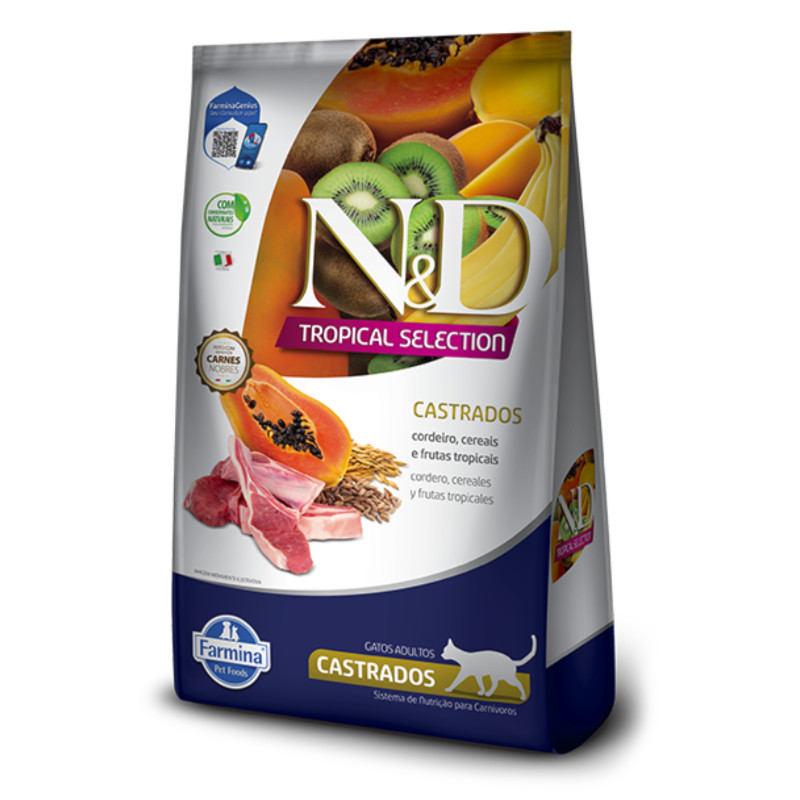 Ração N&D Tropical Selection Gatos Adultos Castrados 7kg Cordeiro