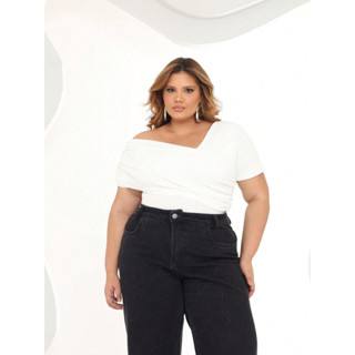 Blusa Plus Size Pala Assimétrica Conforto Premium Não Marca Barriga GG ao G2 em Oferta na Shopee