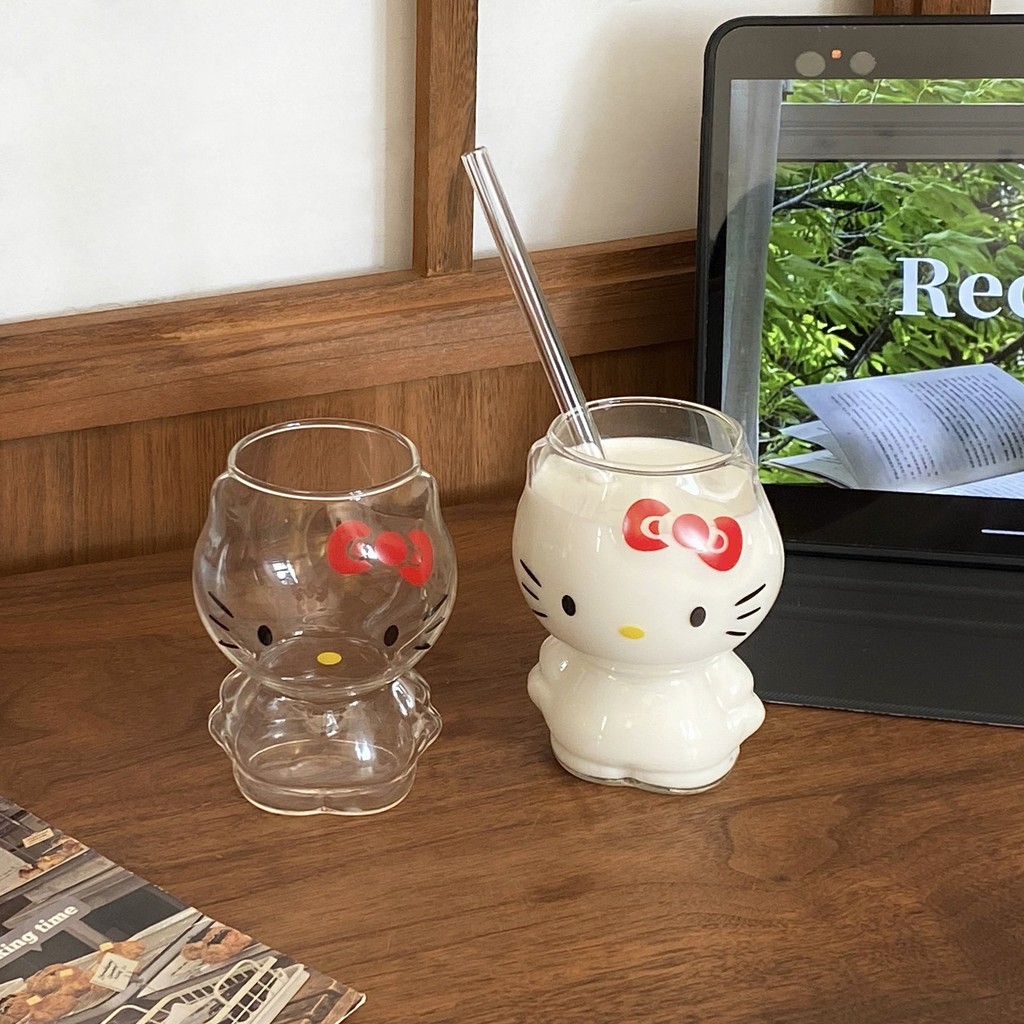 Copo de Gato de Desenho Animado Estilo Ins Copo de Vidro Niche Copo de Água Copo de Café da Manhã Copo de Leite Copo de