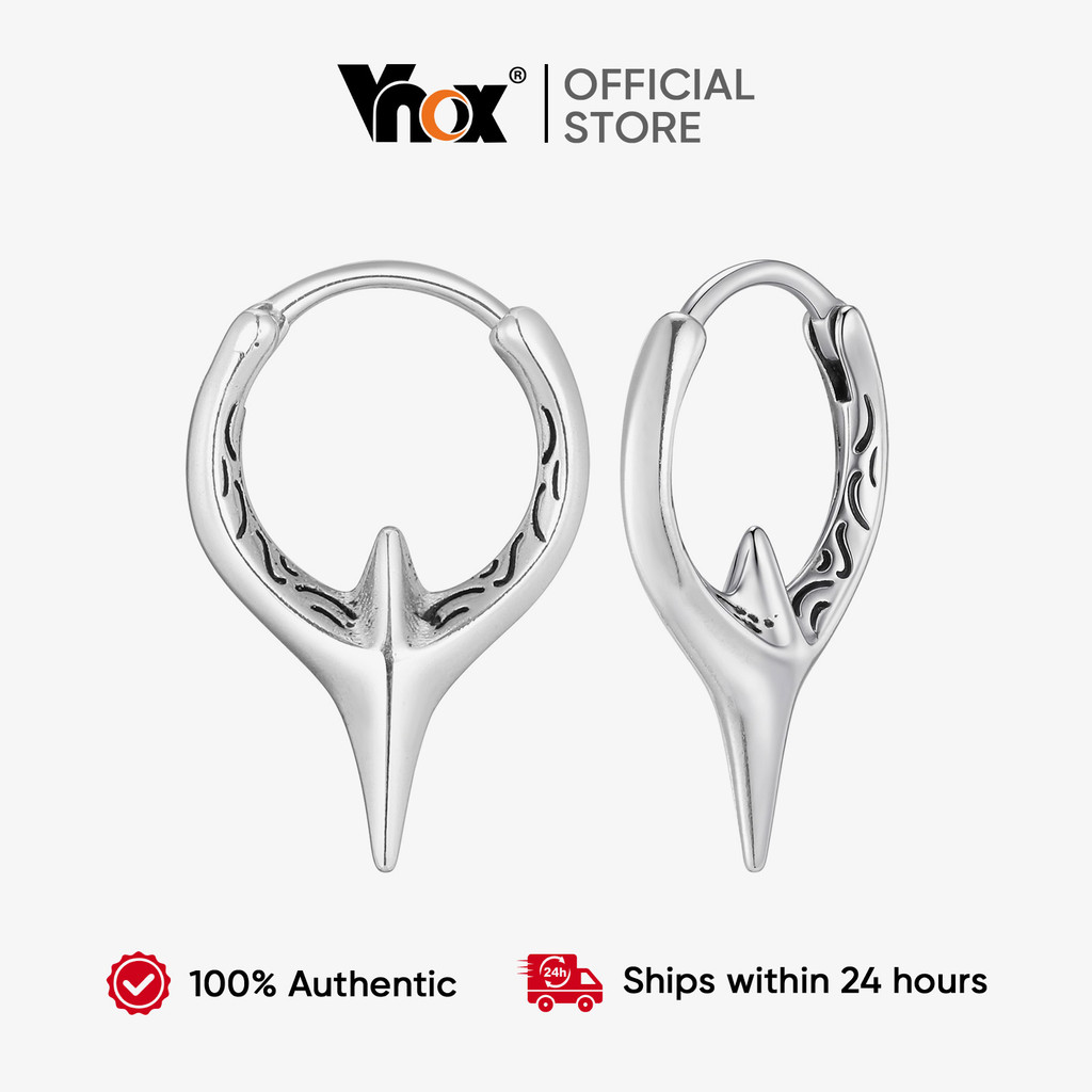 Brincos De Argola De Prata Vnox Dark Academia Com Design De Espinho De Estrela De Quatro Pontas E Joias Nervosas