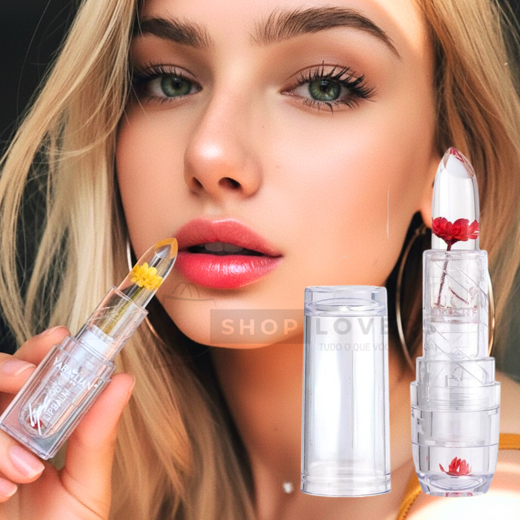 Batom Mágico 24 Horas Flor de Cristal  pH Inteligente Hidratação e Brilho Labial Longa Duração