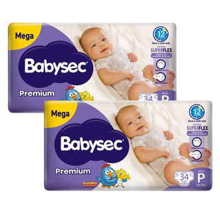 2x Fralda BabySec Premium Galinha Pintadinha Mega P com 34un Cada