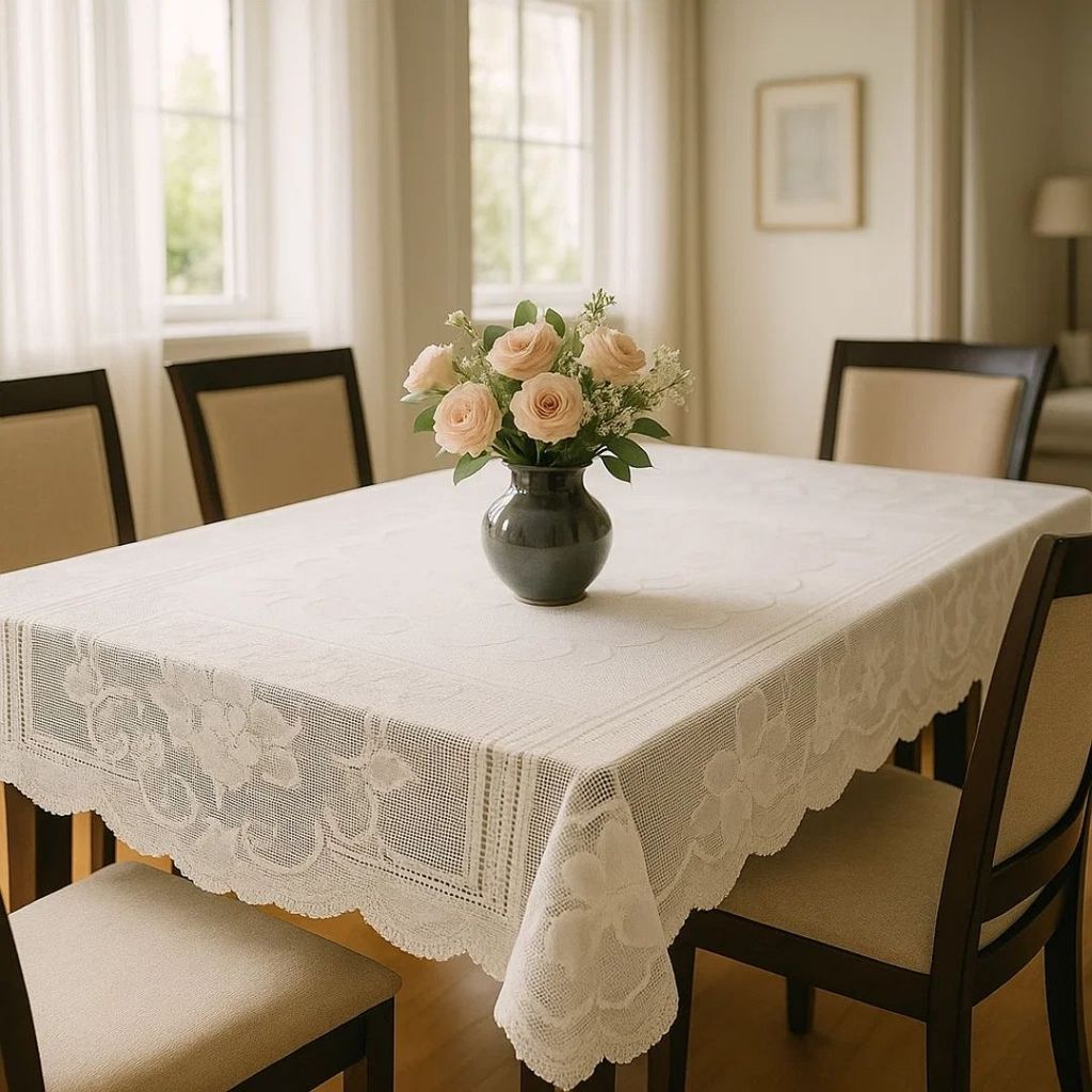 Kit Toalha De Mesa 4 Lugares Jacquard De Renda 1.50x1.50 Sofisticado Moderna Varias Cores Artesanal em Oferta na Shopee