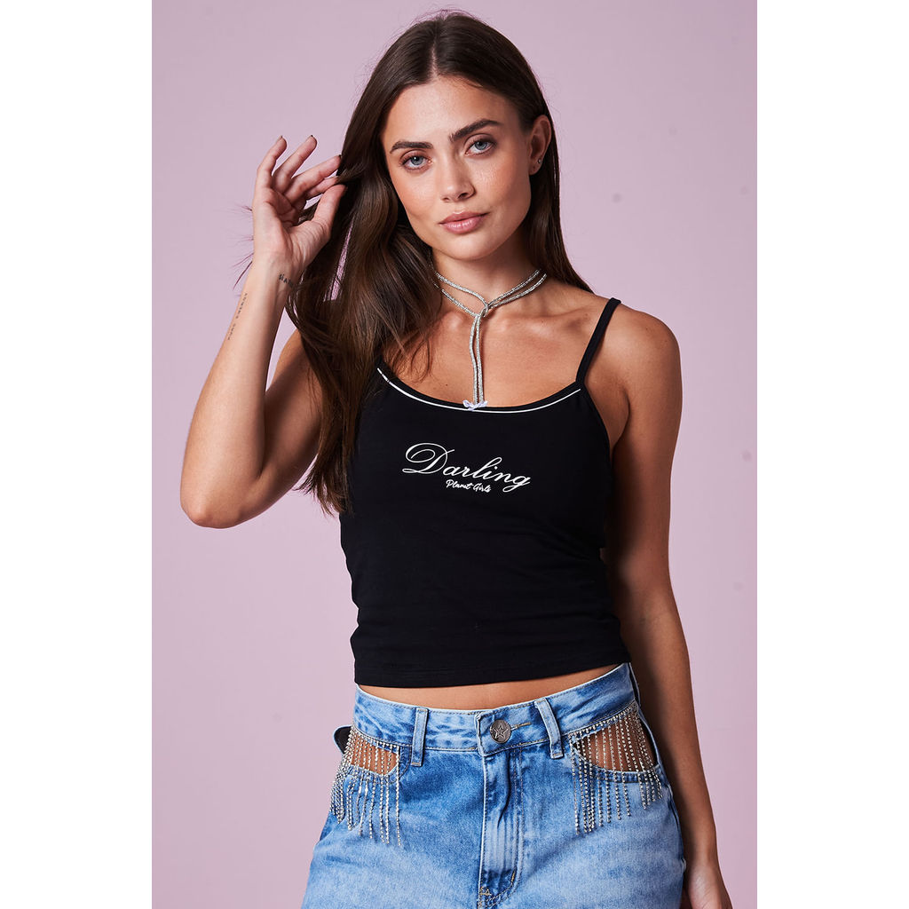 Regata Feminina Planet Girls Preto em Oferta na Shopee