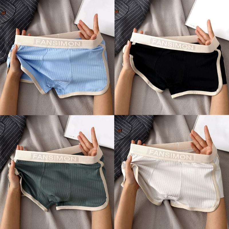 TENB Cuecas Boxer Masculinas Nervuras, Roupa Íntima Respirável Cintura Elástica, Porta-Malas Bolsa U, Uso Diár