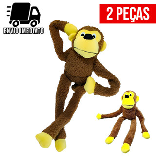 Kit 2 Brinquedo Pelúcia Macaco Apito Sonoro para Cachorro e Gatos Macaquinho Pet Cães em Oferta na Shopee