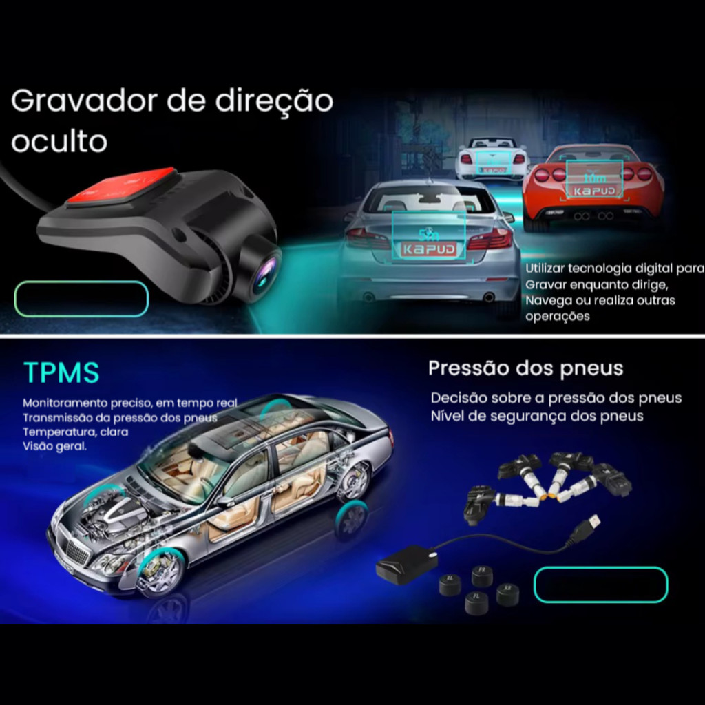 Detalhes do Câmera Automotiva Multimídia Full HD 1080p Gravação em Loop e Sensor de Colisão