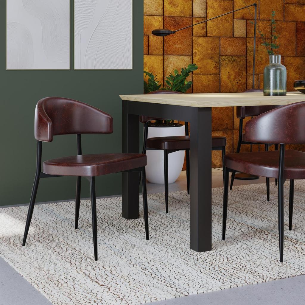 Conjunto 2 Cadeiras de Jantar Bless Courino Whisky -Est.Preta em Oferta na Shopee