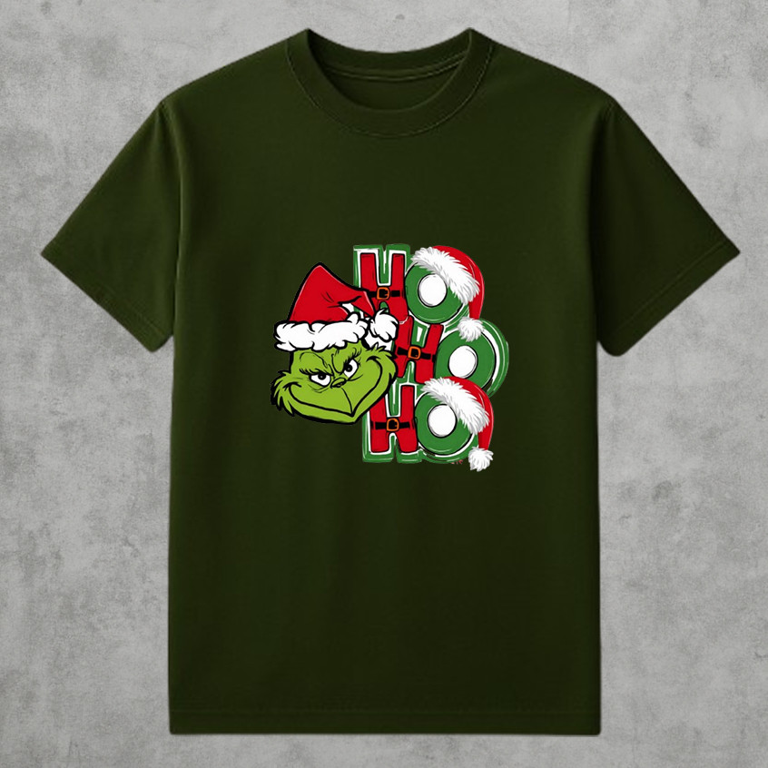 T-shirt Camiseta 30.1 Blusa Básica Natal Grinch HoHoHo  100% Algodão Manga Curta Lançamento Envio Imediato