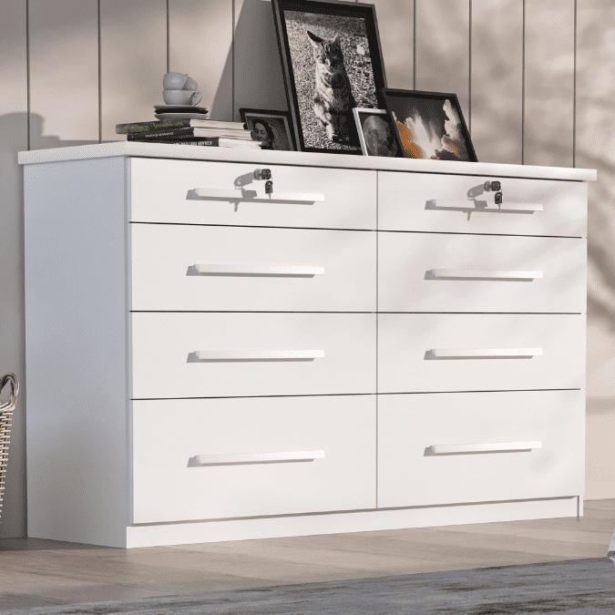 Comoda Monza 8 Gavetas com chaves suporta TV até 49" em Oferta na Shopee