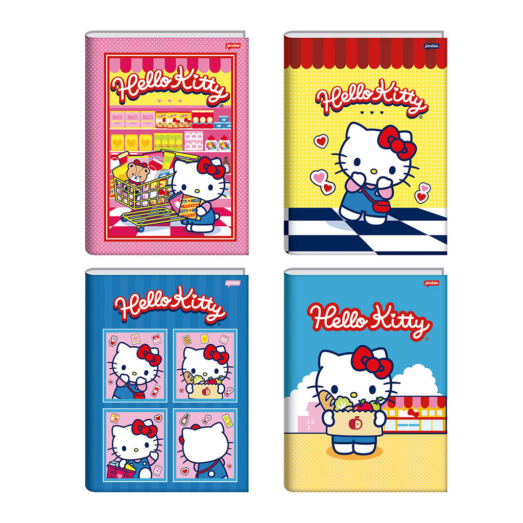 Caderno brochura capa dura 1/4 80 folhas Hello Kitty Jandaia