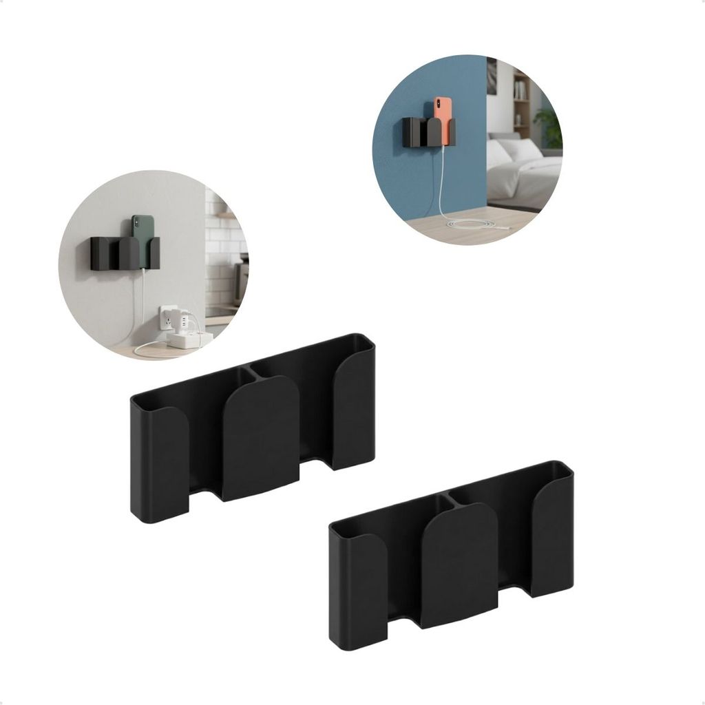 Kit 2 Suporte Organizador De Parede Multiuso Para Celular Suporte Adesivo Sem Furo Plástico Resistente