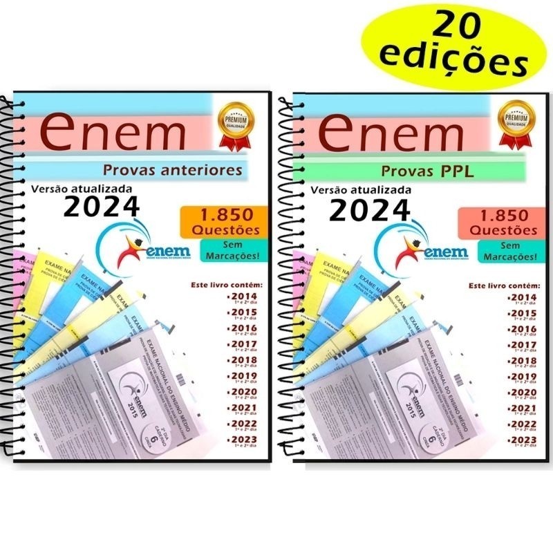 kit Enem Provas Anteriores Normal + PPL 2014 a 2023  + gabaritos