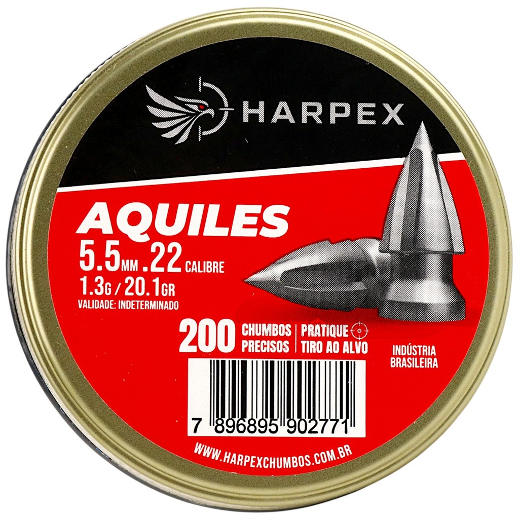 Chumbinho Harpex Aquiles Alta Perfuração 5.5mm (.22) - 200un em Oferta na Shopee