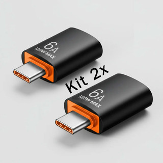 Kit 2x Adaptador OTG Tipo-C Para USB Notebook Celular Macbook Teclado e Mouse Carga/Dados…