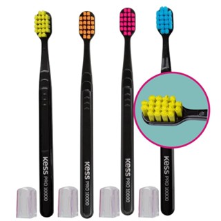 Kit 4 Escova de Dente Cerdas Extra Macias Pro 10K Dental Kess Coloridas em Oferta na Shopee