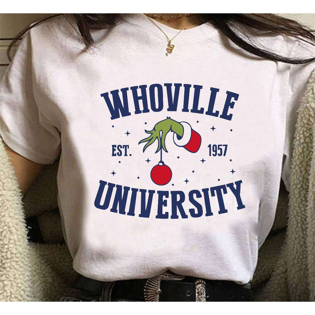 [Camiseta Premium em Algodão Puro]SISI Camiseta Who Ville Merry Christmas Unissex