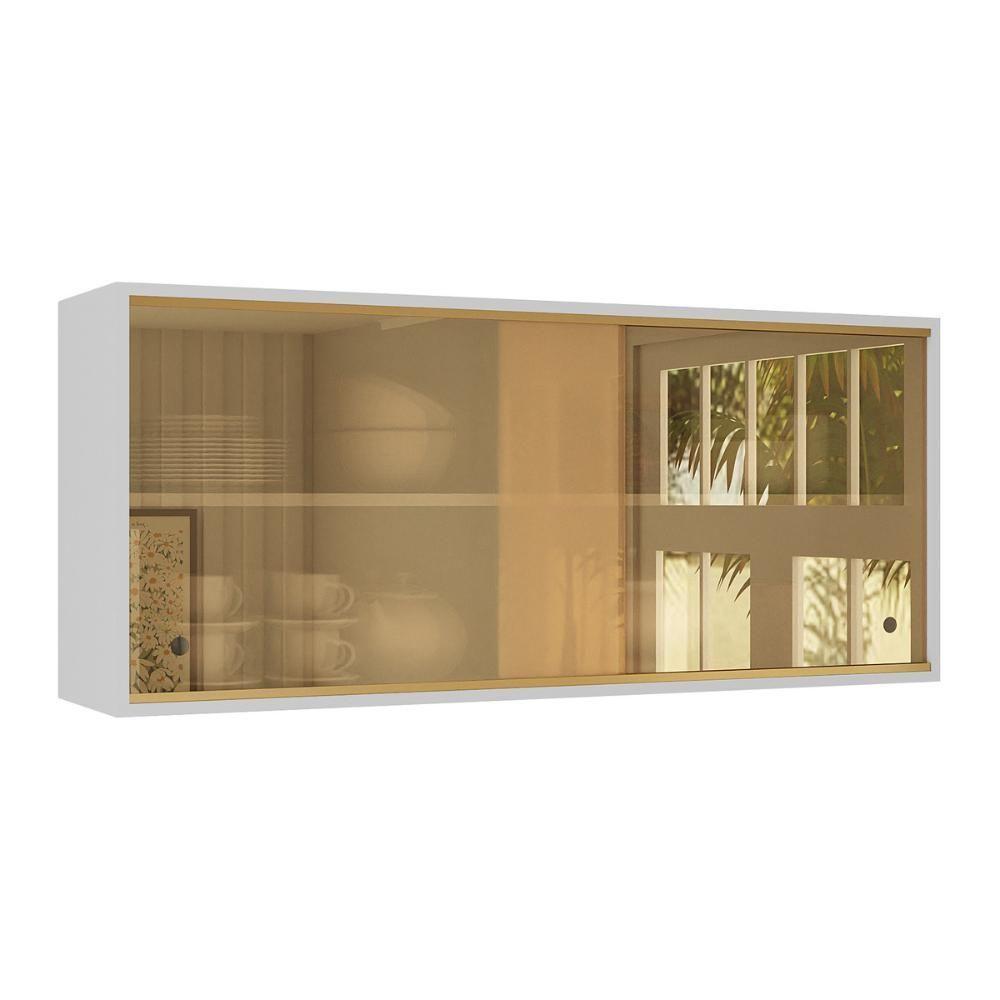 Armário De Cozinha Aéreo 105cm 2 Portas De Correr Em Vidro Siena Multimóveis Mp2191 Branco Branco em Oferta na Shopee